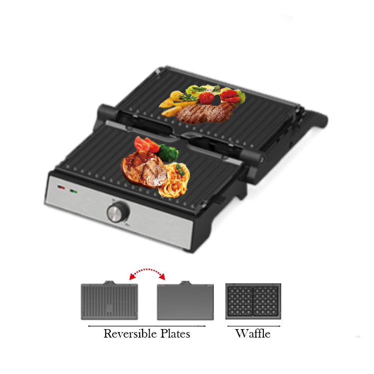 metal handle 3 in 1 180 degree open detachable press grill